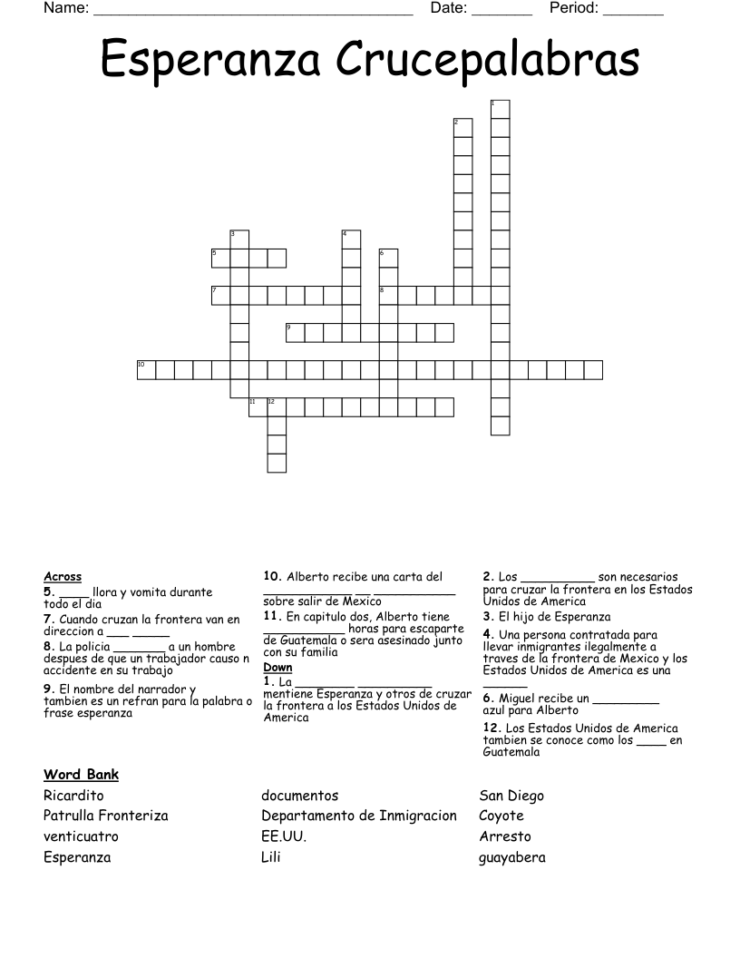 Esperanza Crucepalabras Crossword