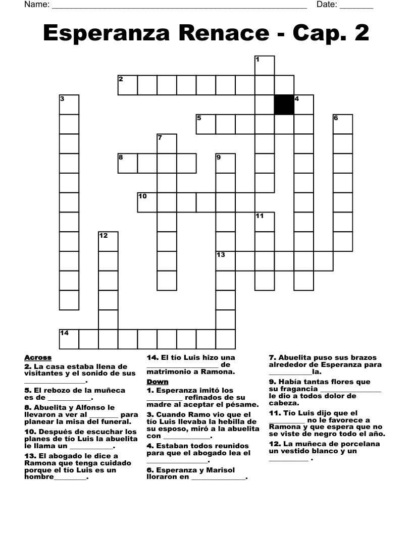 Esperanza Renace - Cap. 2 Crossword