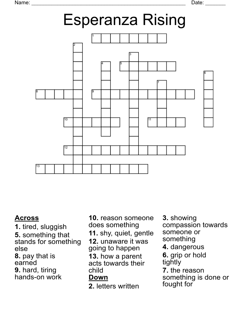 Esperanza Rising Crossword