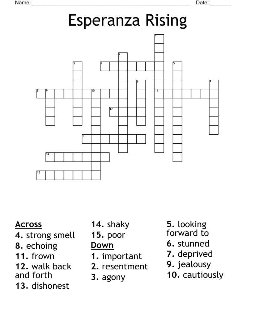 Esperanza Rising Crossword