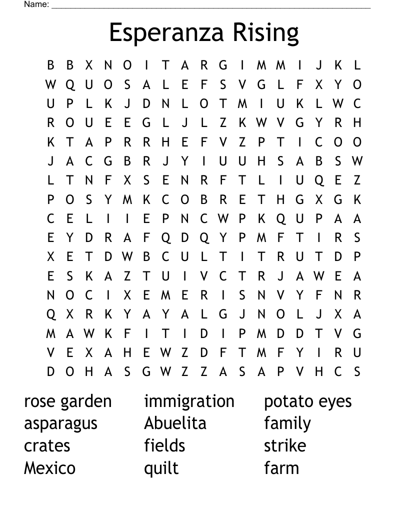 Esperanza Rising Word Search