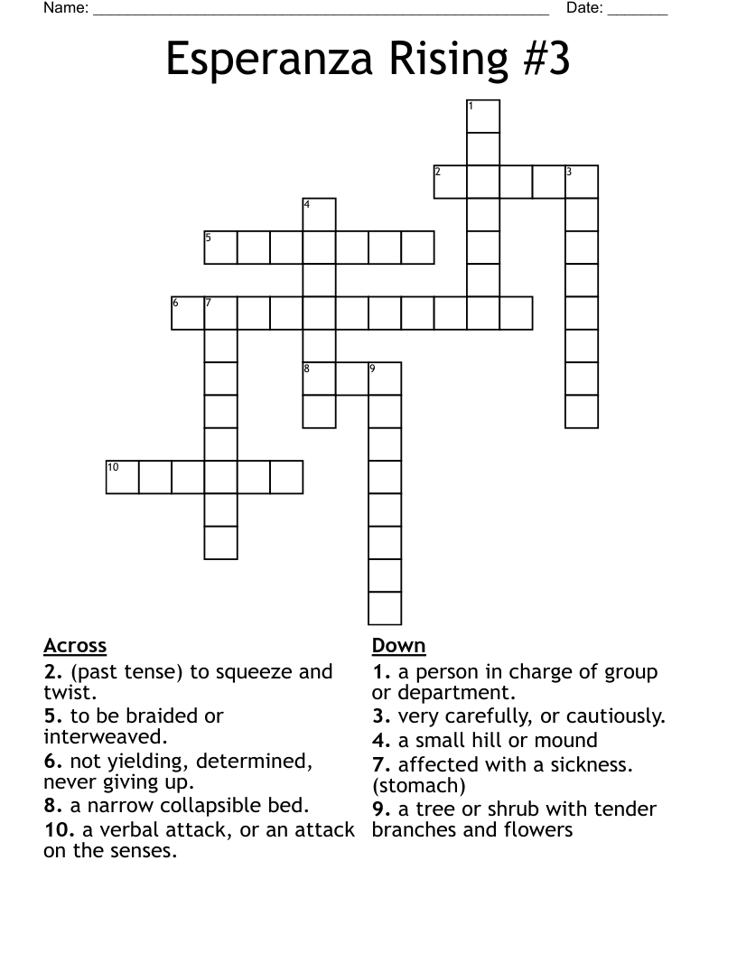 Esperanza Rising #3 Crossword