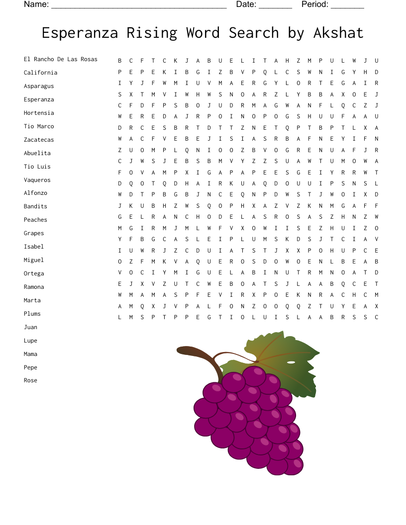 Esperanza Rising Word Search by Akshat