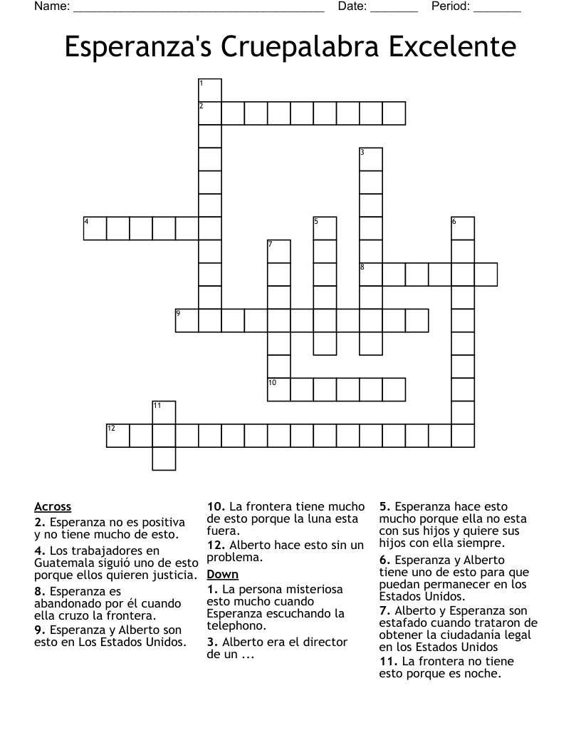 Esperanza's Cruepalabra Excelente  Crossword