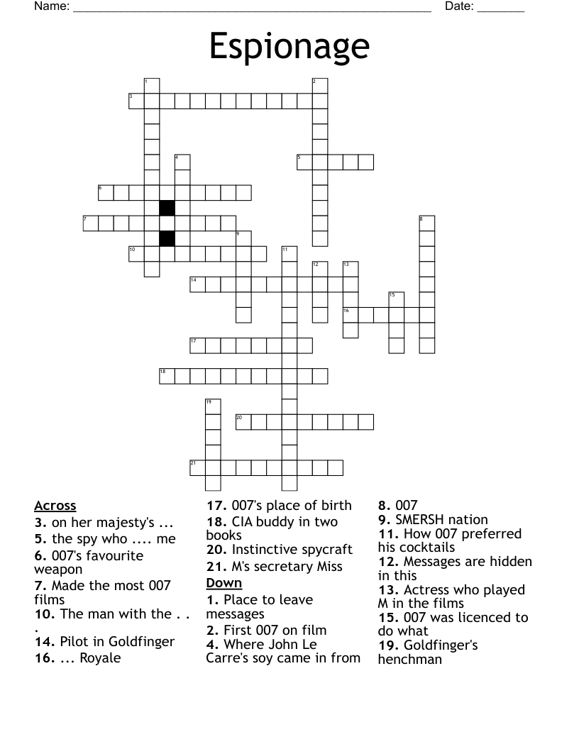 Espionage Crossword