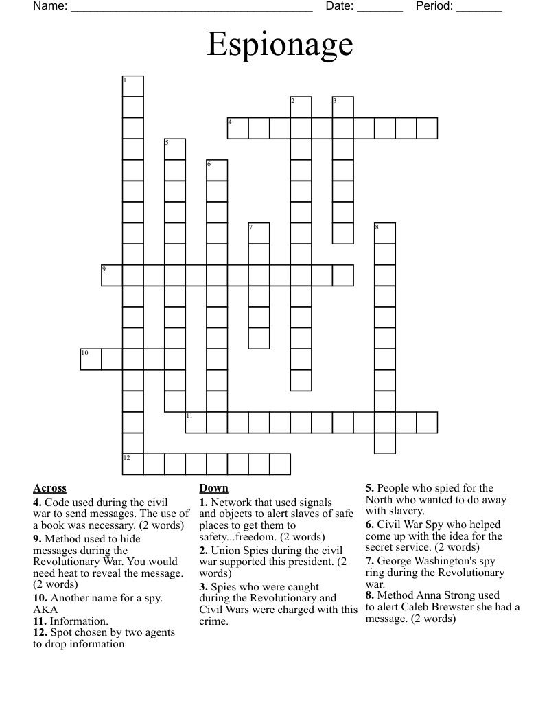 Espionage Crossword