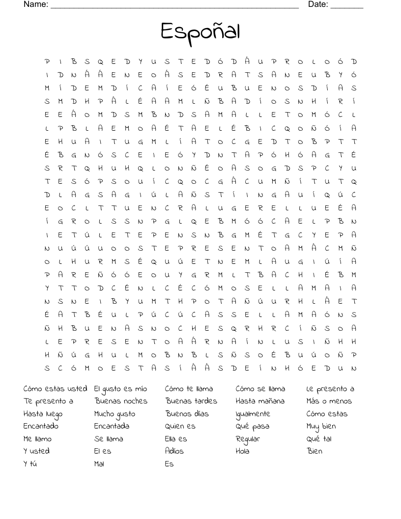 Espoñal Word Search