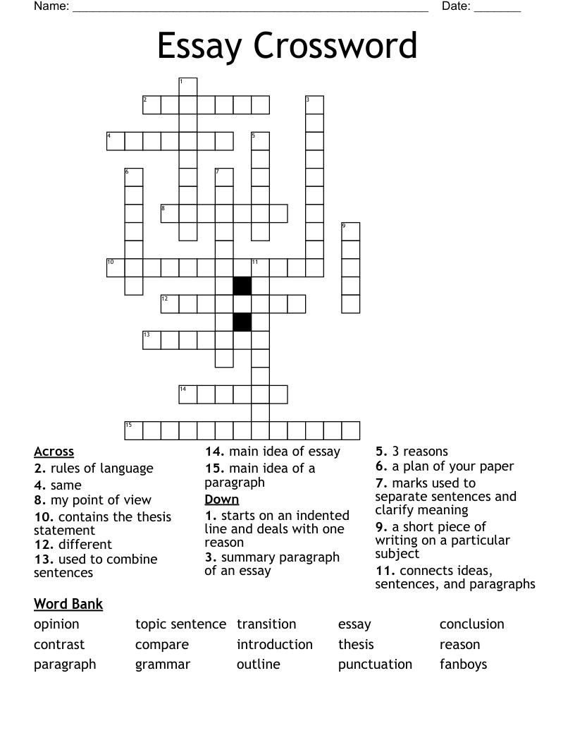 Essay Crossword