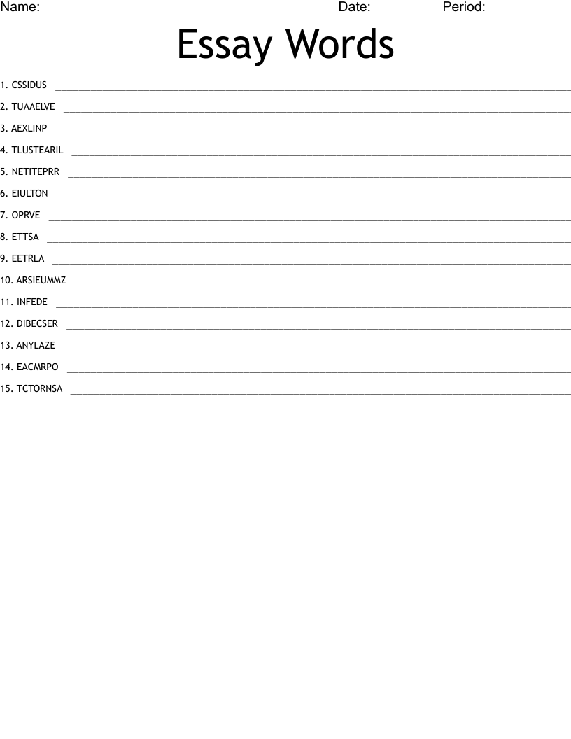 Essay Words Word Scramble