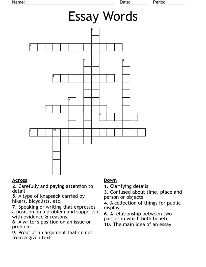 Essay Words Crossword