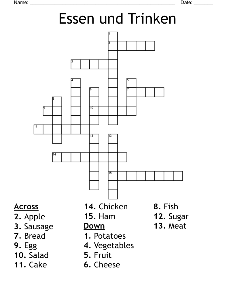 Essen und Trinken Crossword
