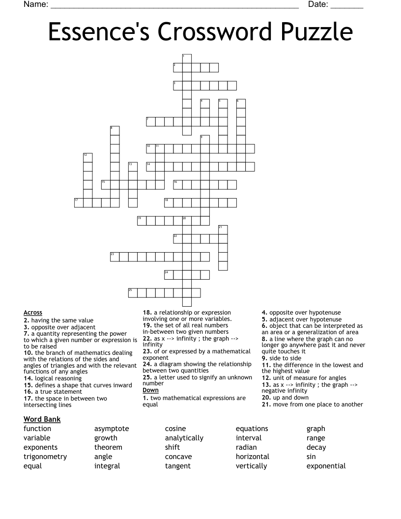 Essence's Crossword Puzzle 