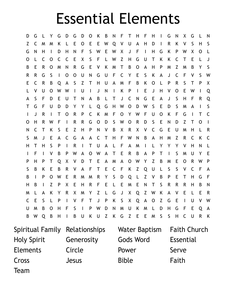 Essential Elements Word Search
