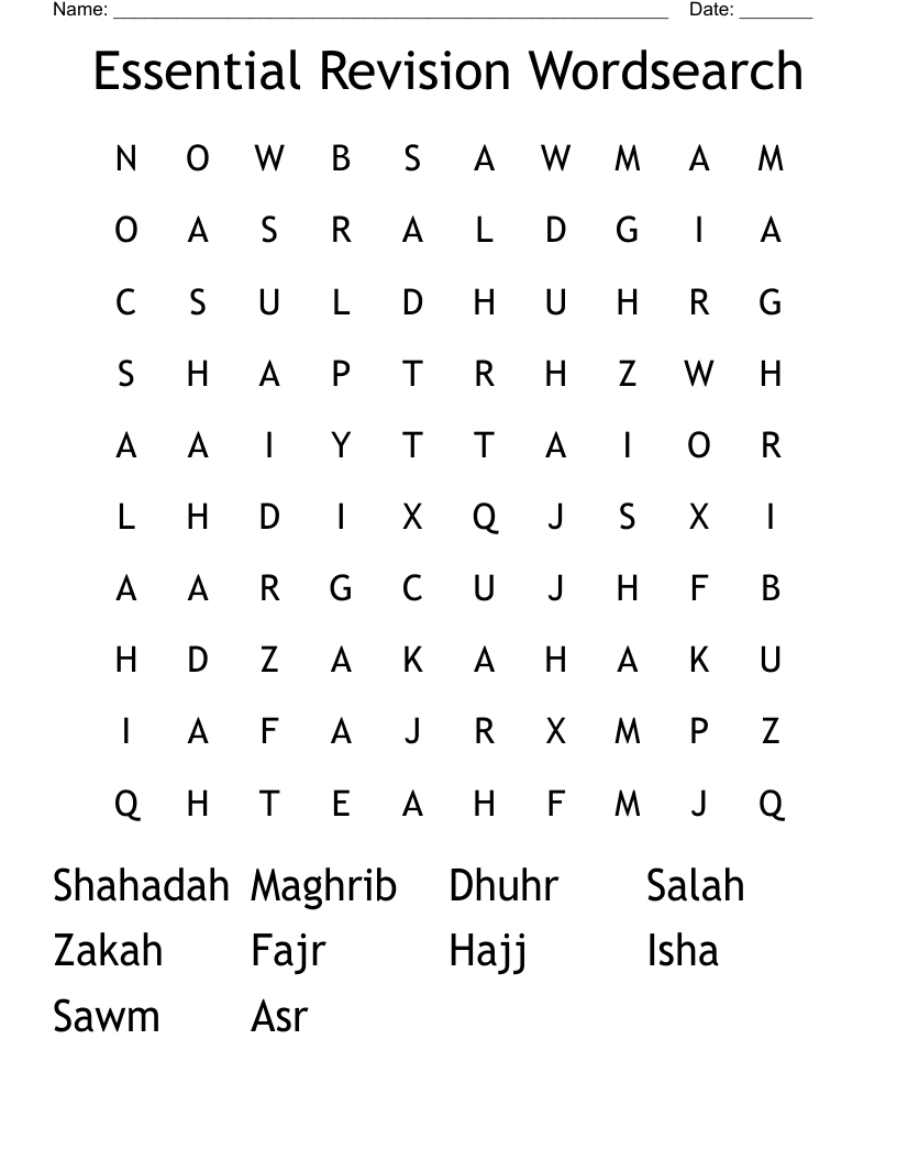 Essential Revision Wordsearch