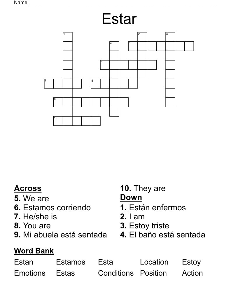 Estar Crossword