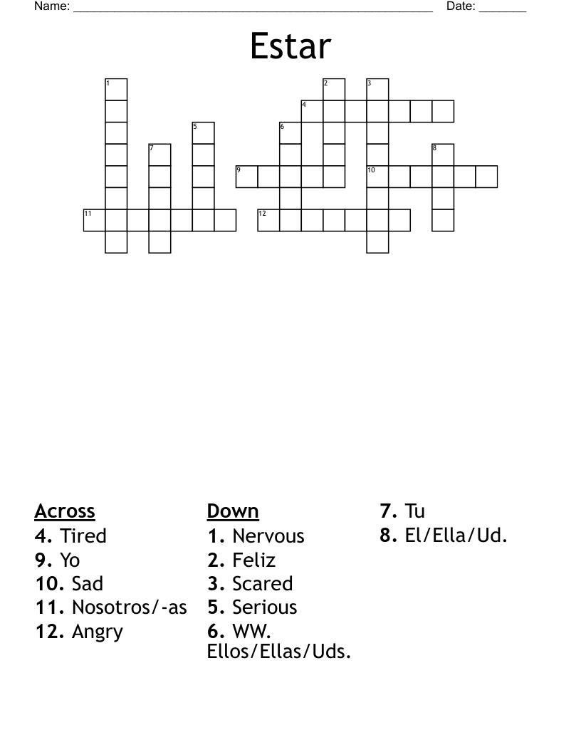 Estar Crossword