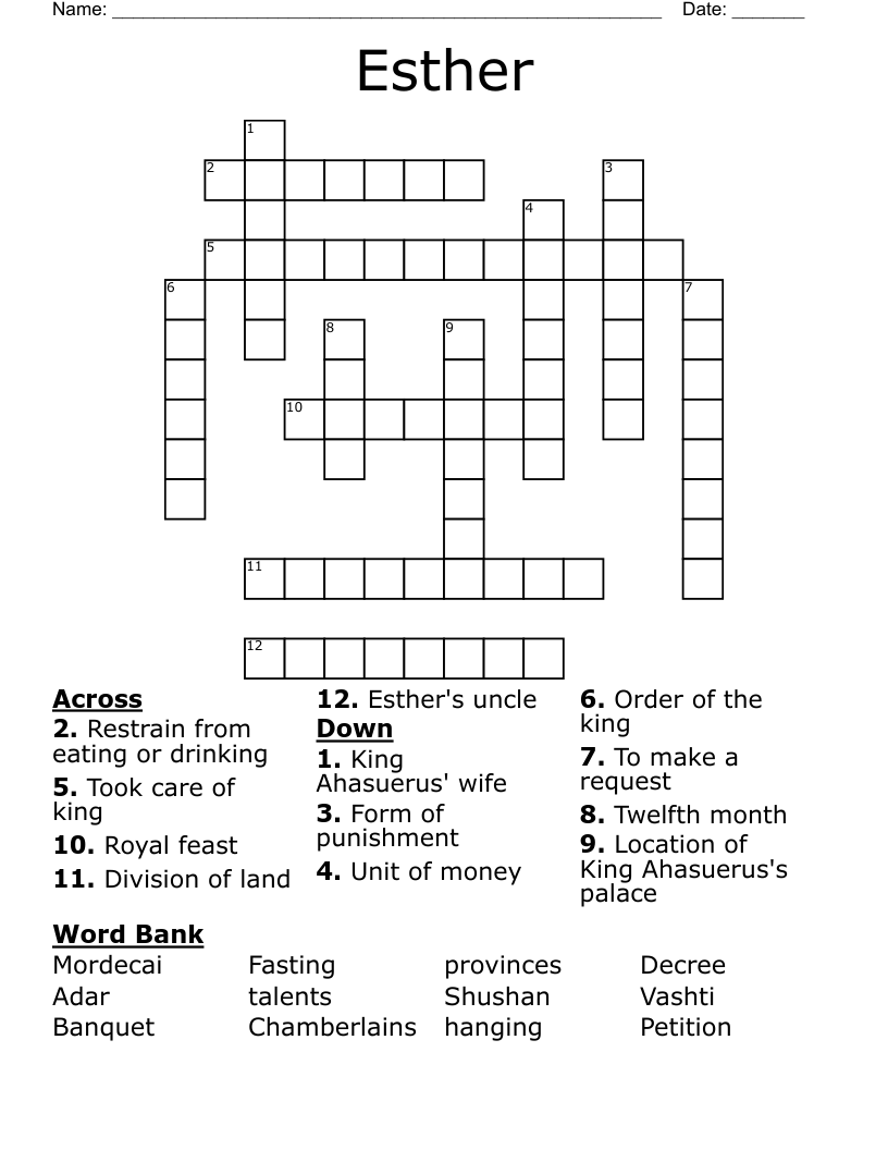 Esther Crossword