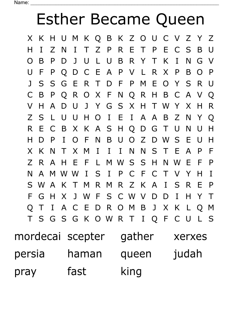 Esther Became Queen Word Search