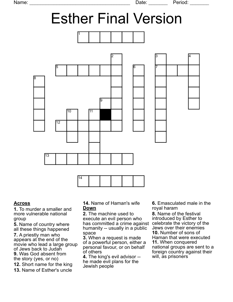 Esther Final Version  Crossword