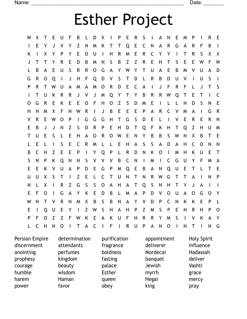 Esther Project Word Search