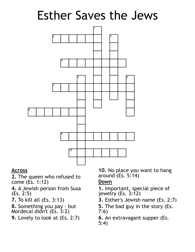 Esther Saves the Jews Crossword