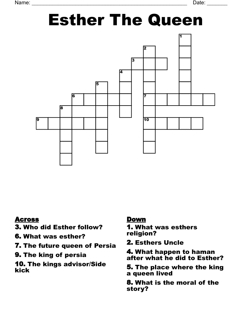Esther The Queen Crossword