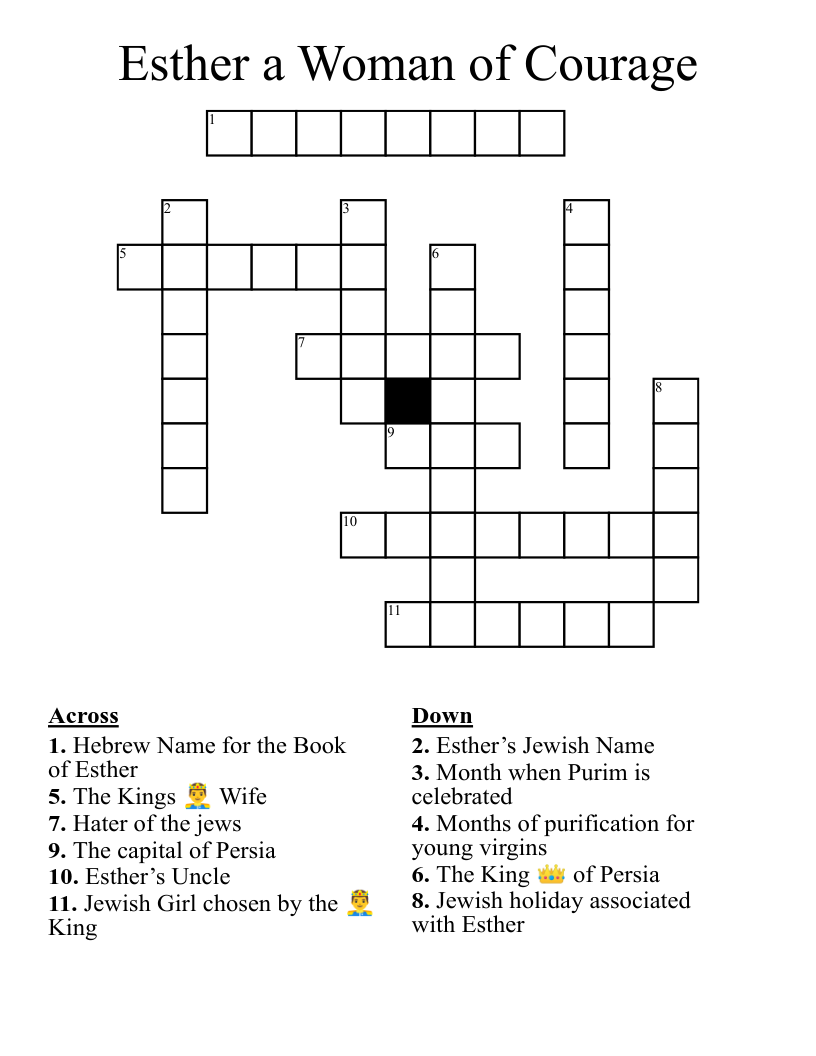 Esther a Woman of Courage Crossword