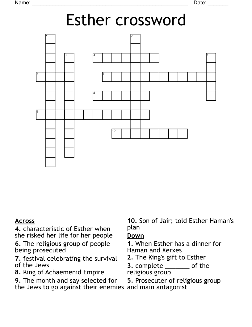 Esther crossword