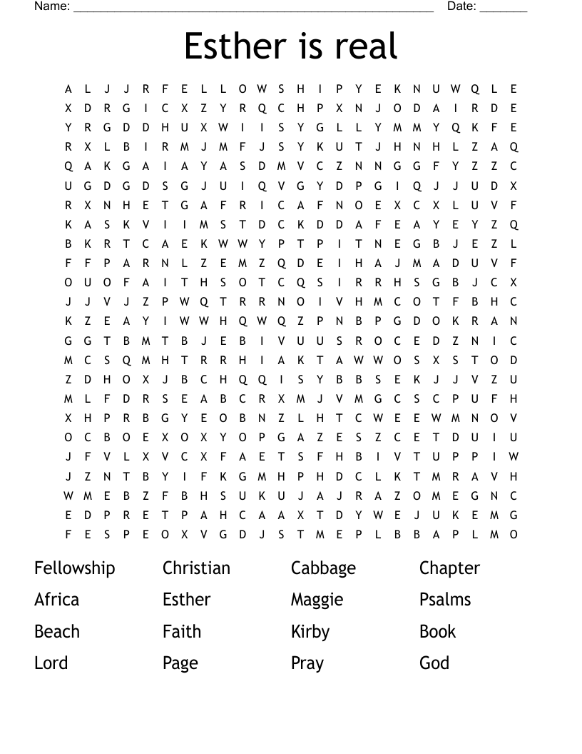 Esther is real Word Search