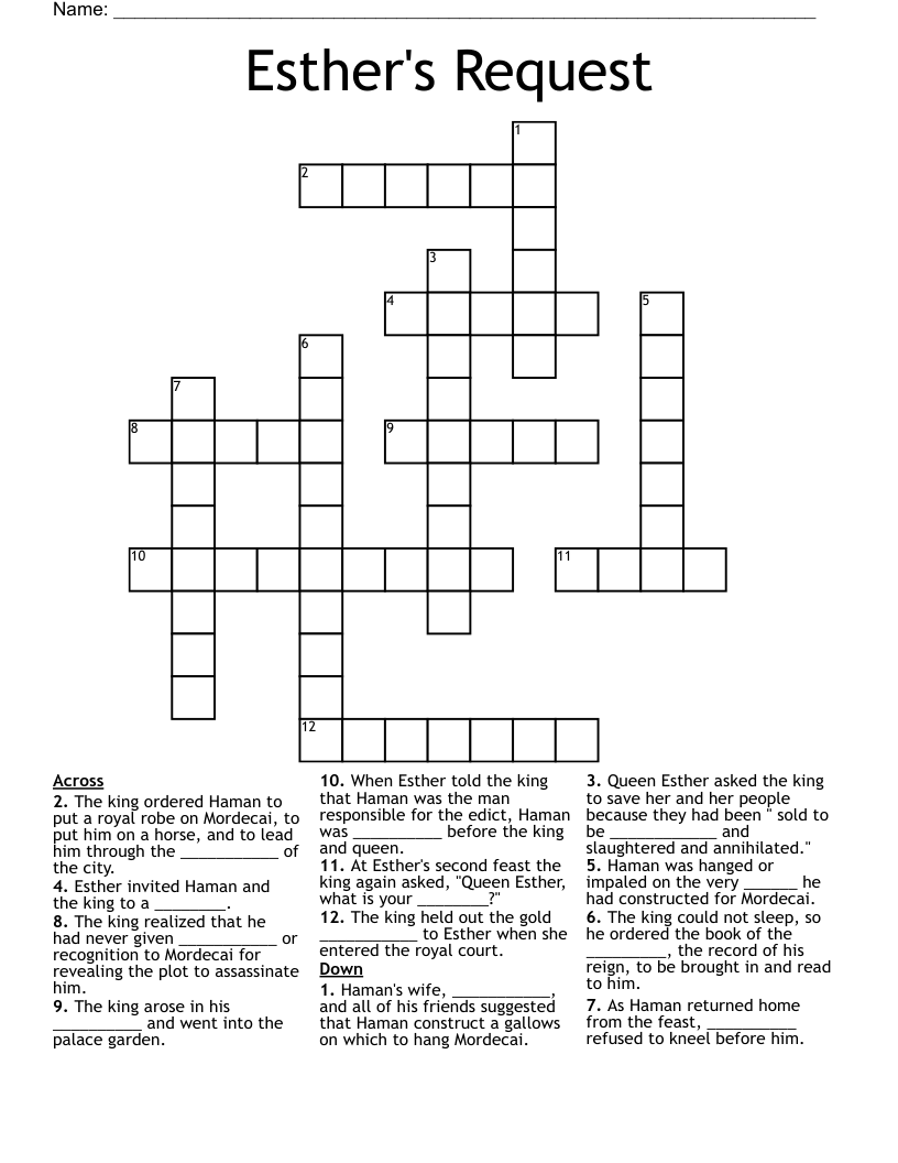 Esther's Request Crossword