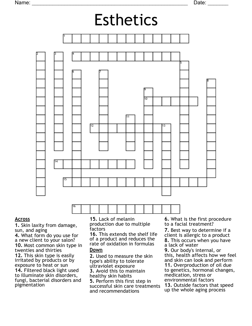 Esthetics Crossword