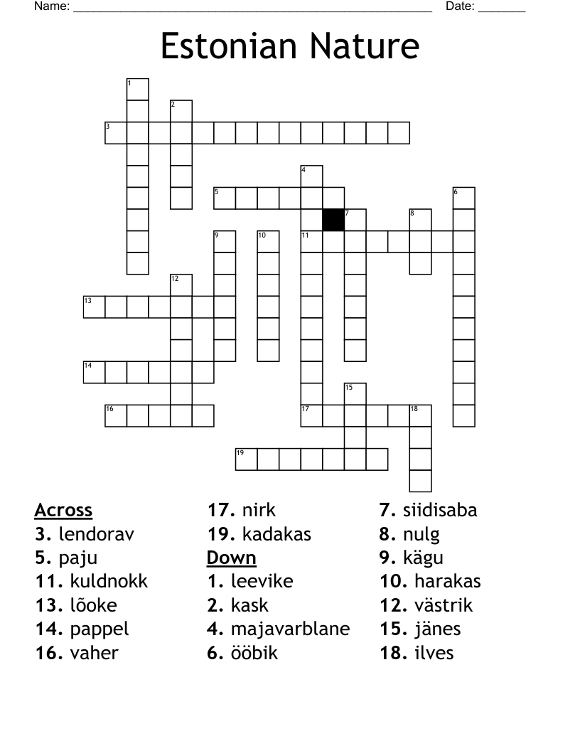 Estonian Nature Crossword