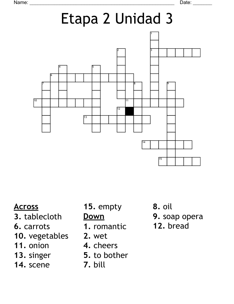 Etapa 2 Unidad 3 Crossword