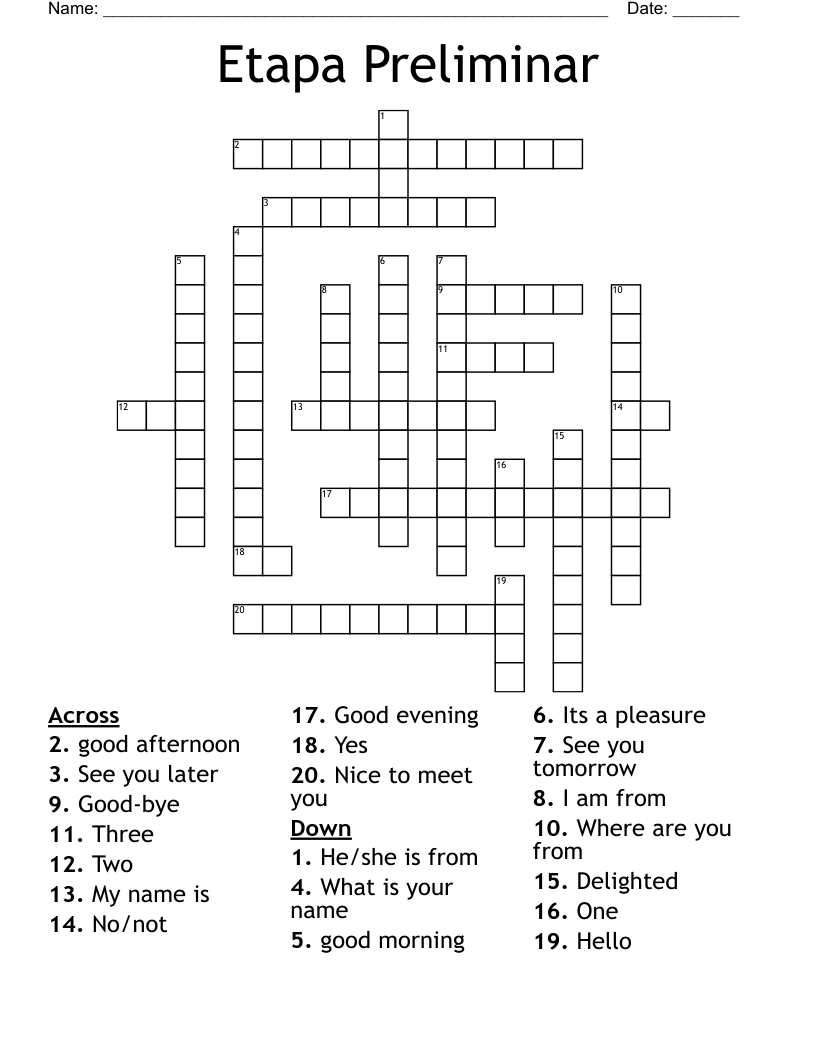 Etapa Preliminar Crossword