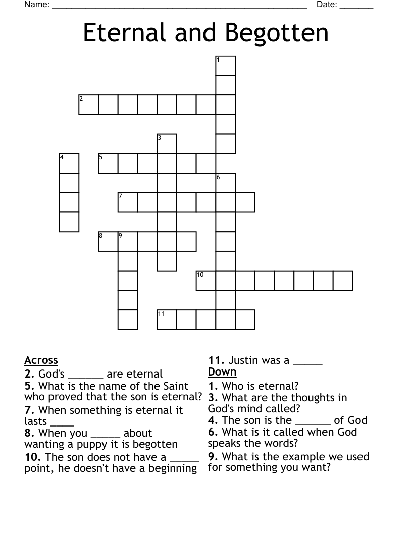 Eternal and Begotten Crossword