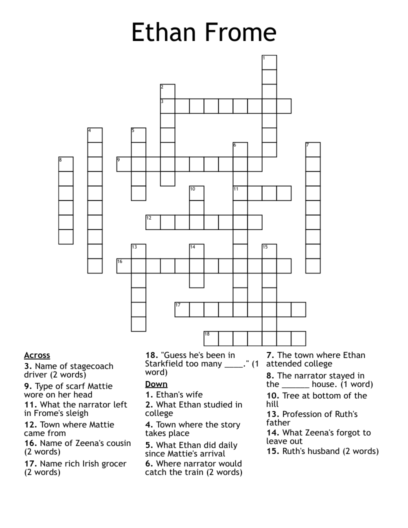 Ethan Frome Crossword