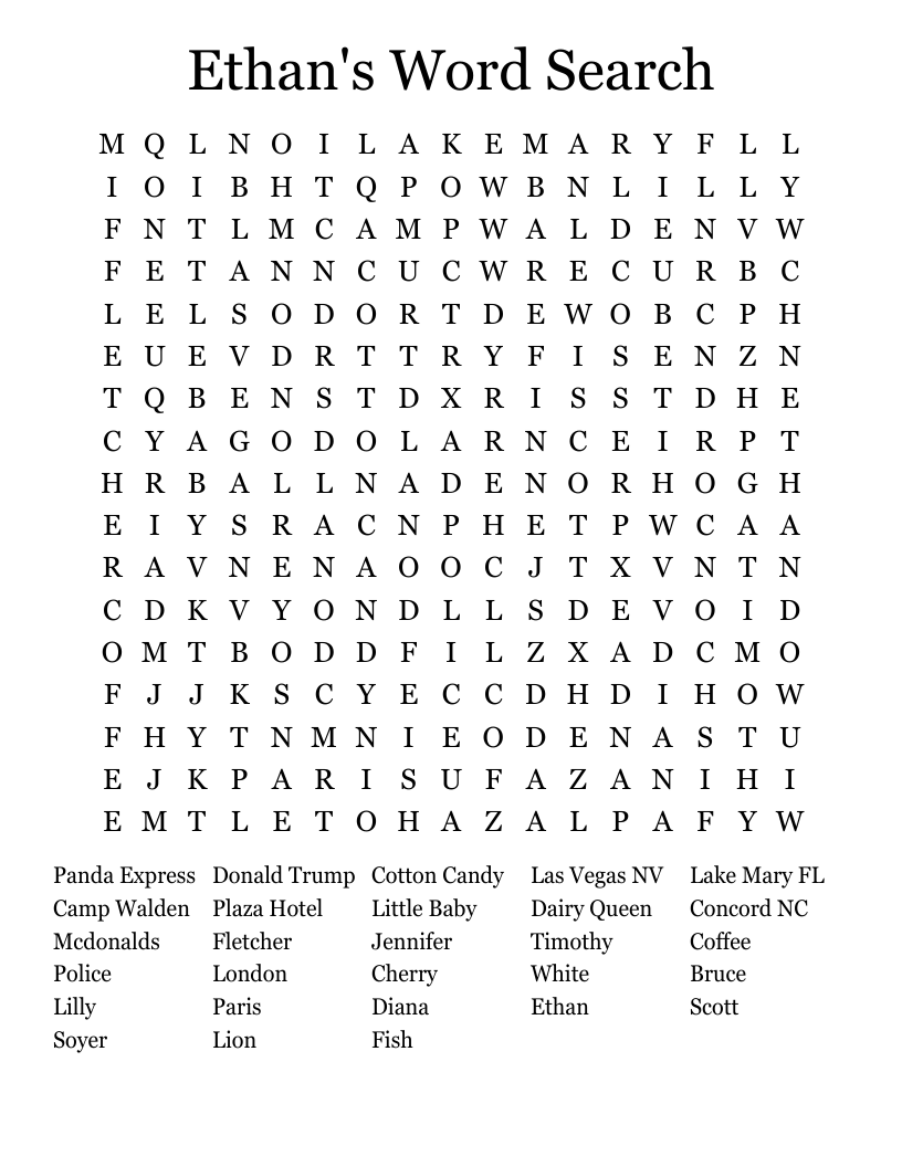 Ethan's Word Search