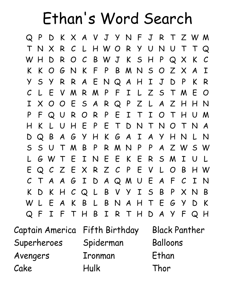 Ethan's Word Search
