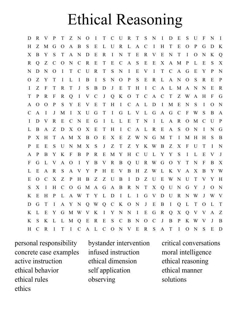 Ethical Reasoning Word Search