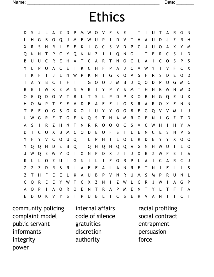 Ethics Word Search