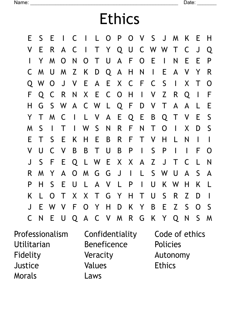 Ethics Word Search