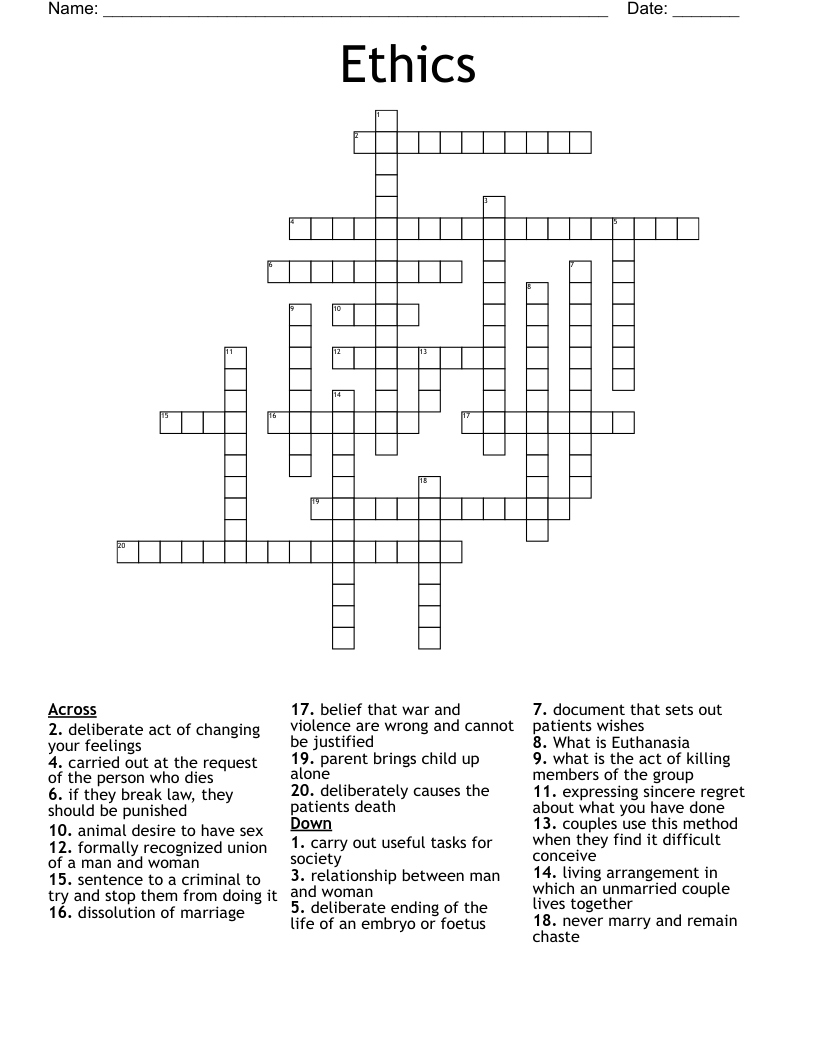 Ethics Crossword