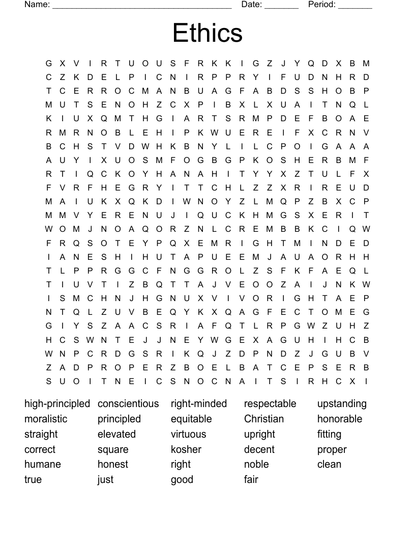 Ethics Word Search