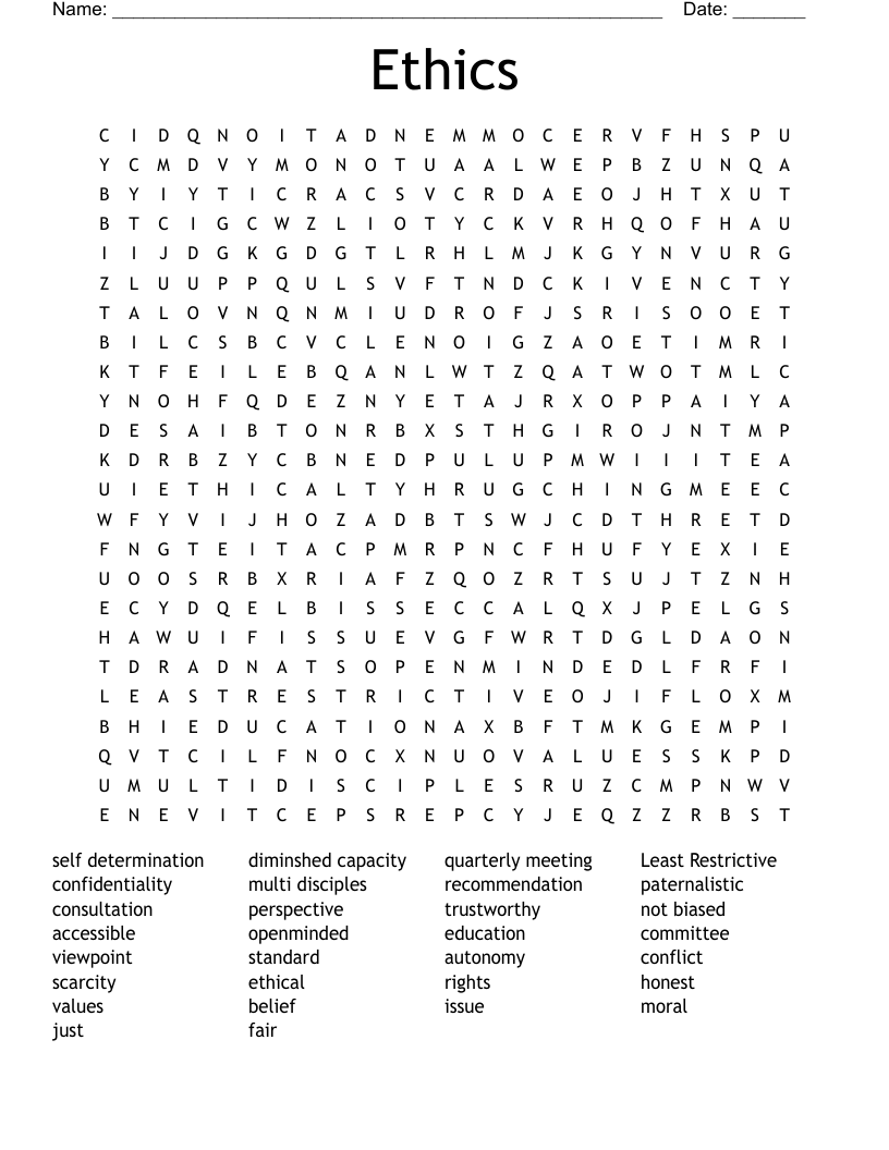 Ethics Word Search