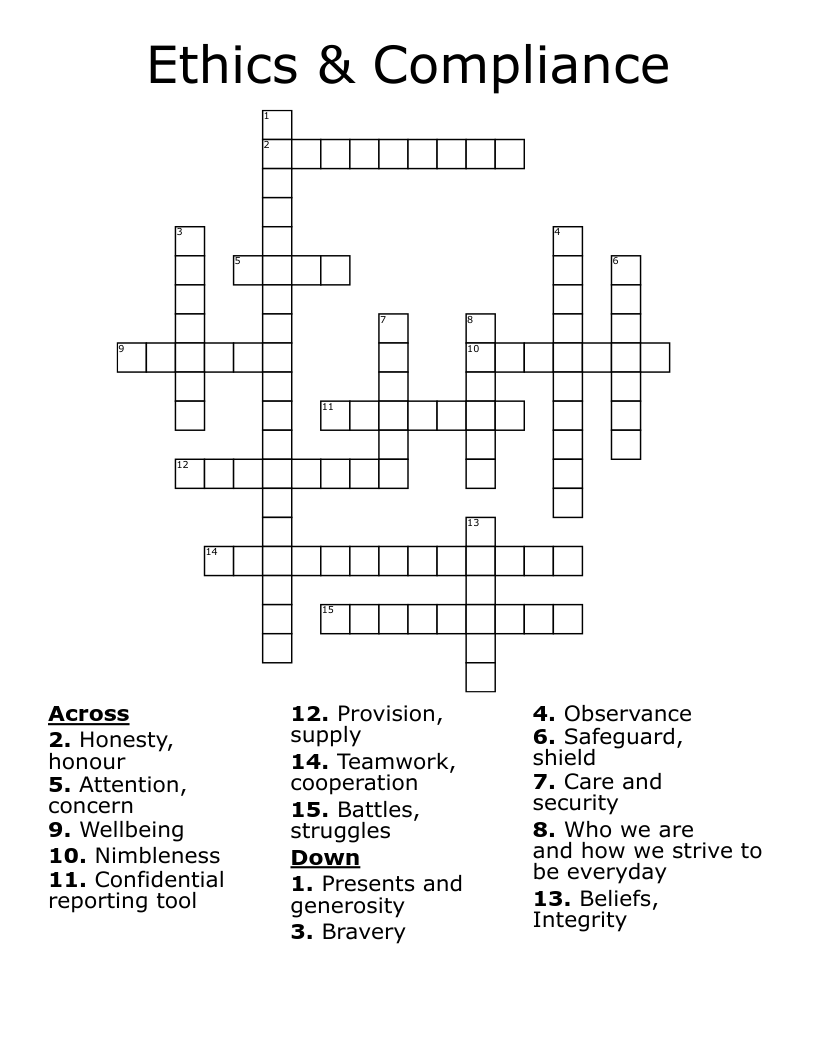 Ethics & Compliance Crossword