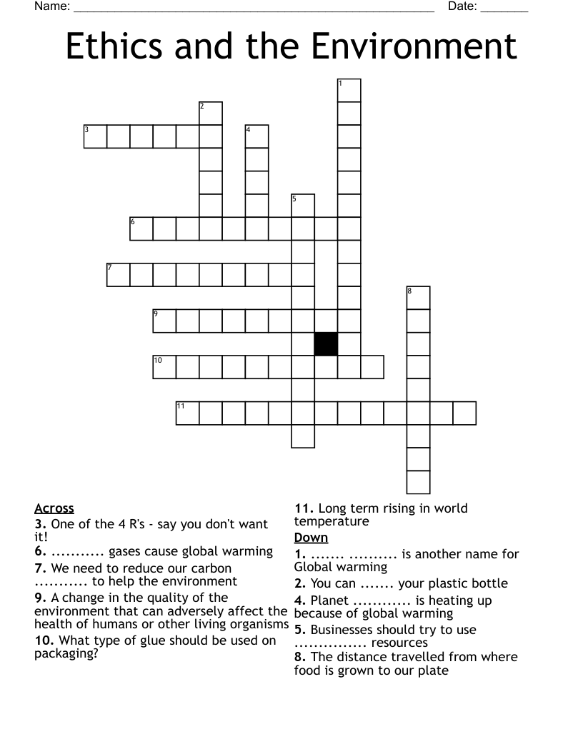 Ethics and the Environment Crossword