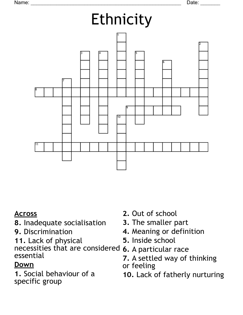 Ethnicity Crossword