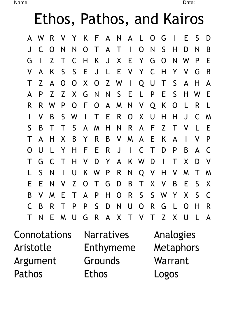 Ethos, Pathos, and Kairos Word Search