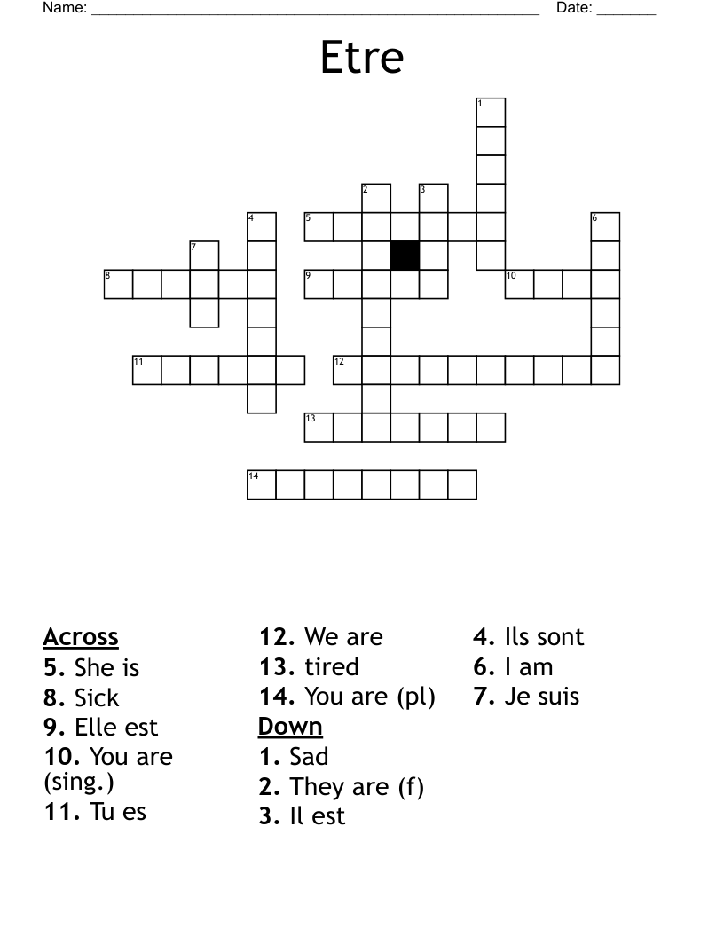 Etre Crossword