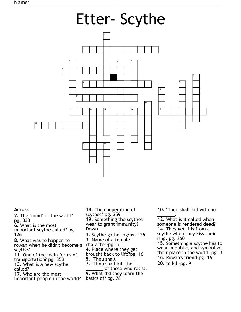 Etter- Scythe Crossword